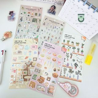 Miếng Dán Stickers Trang Trí 5 Mẫu Gần Gũi Dễ Thương _ Joy Office