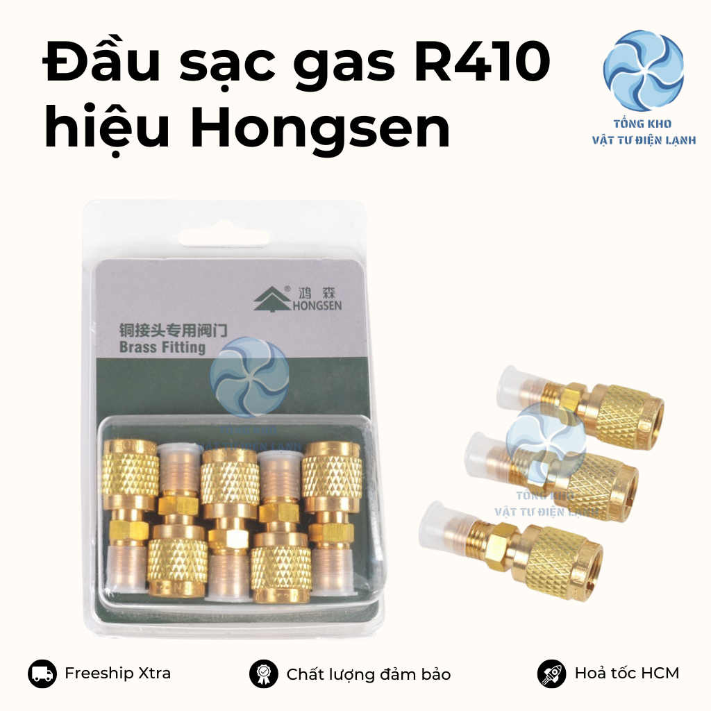 Đầu sạc gas 410 Hongsen (Đầu đực 1/4, đầu cái 5/16) - Đầu chuyển đổi ...