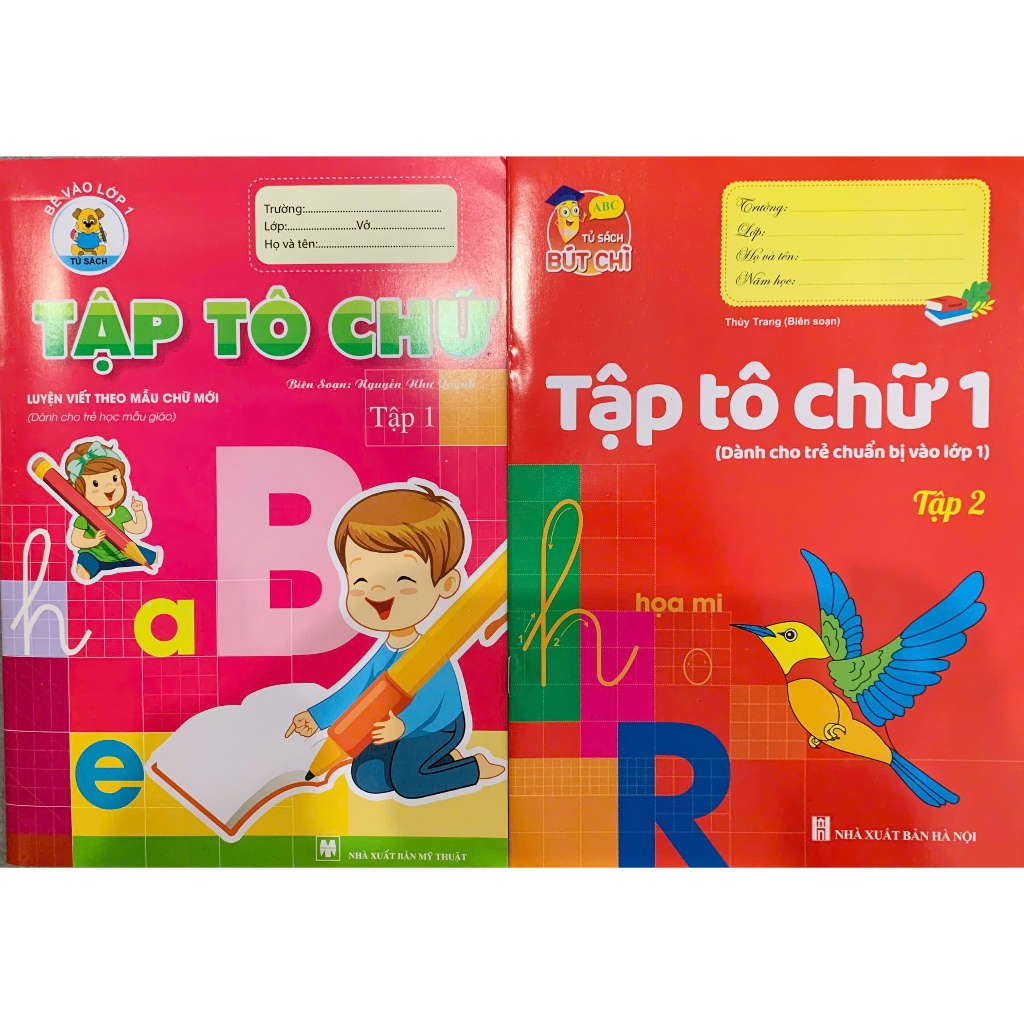 Ảnh Sách - Tô nét cơ bản, tập tô chữ, tô chữ hoa, tô chữ mẫu giáo (5 quyển) + bán kèm 1 bút chì 2B 3