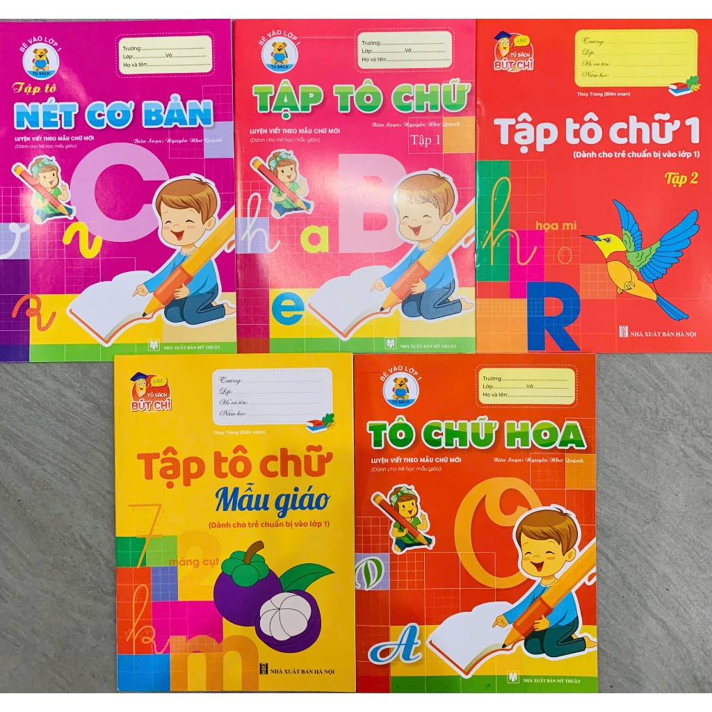 Ảnh Sách - Tô nét cơ bản, tập tô chữ, tô chữ hoa, tô chữ mẫu giáo (5 quyển) + bán kèm 1 bút chì 2B 1