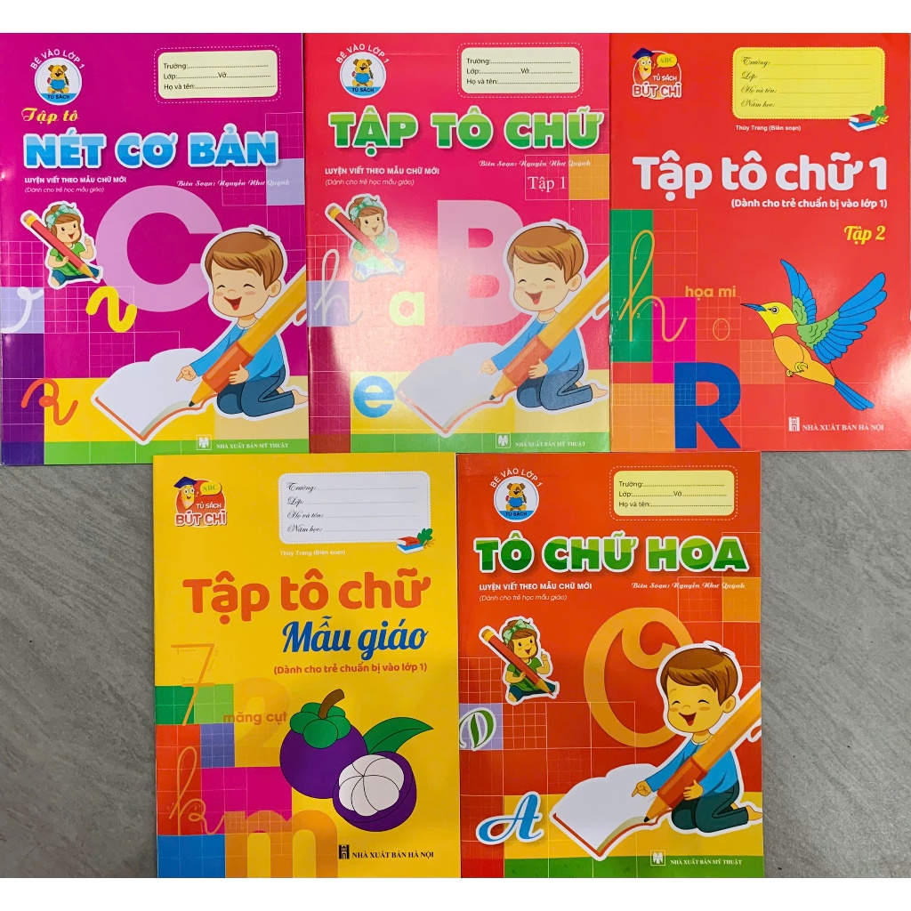 Ảnh Sách - Tô nét cơ bản, tập tô chữ, tô chữ hoa, tô chữ mẫu giáo (5 quyển) + bán kèm 1 bút chì 2B 2