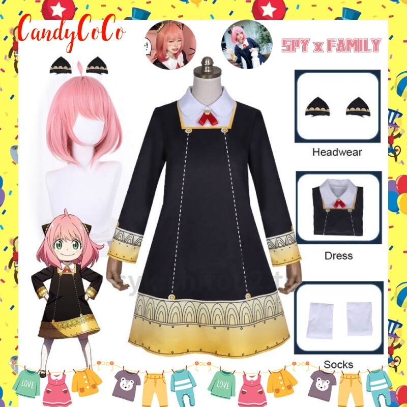 Spy X Family Anya Forger Cosplay Costume Adults Kids size full set JP ...