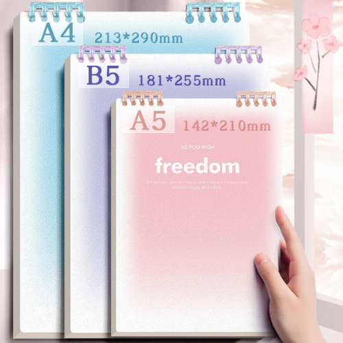 (BÌA VÀ GIẤY BÁN RIÊNG) Bìa Sổ Còng B5 A5 Kiểu Lật Dọc Chữ FreeDom - Bìa Sổ Còng Thay Được Giấy, Lõi Giấy Refill 80 GSM