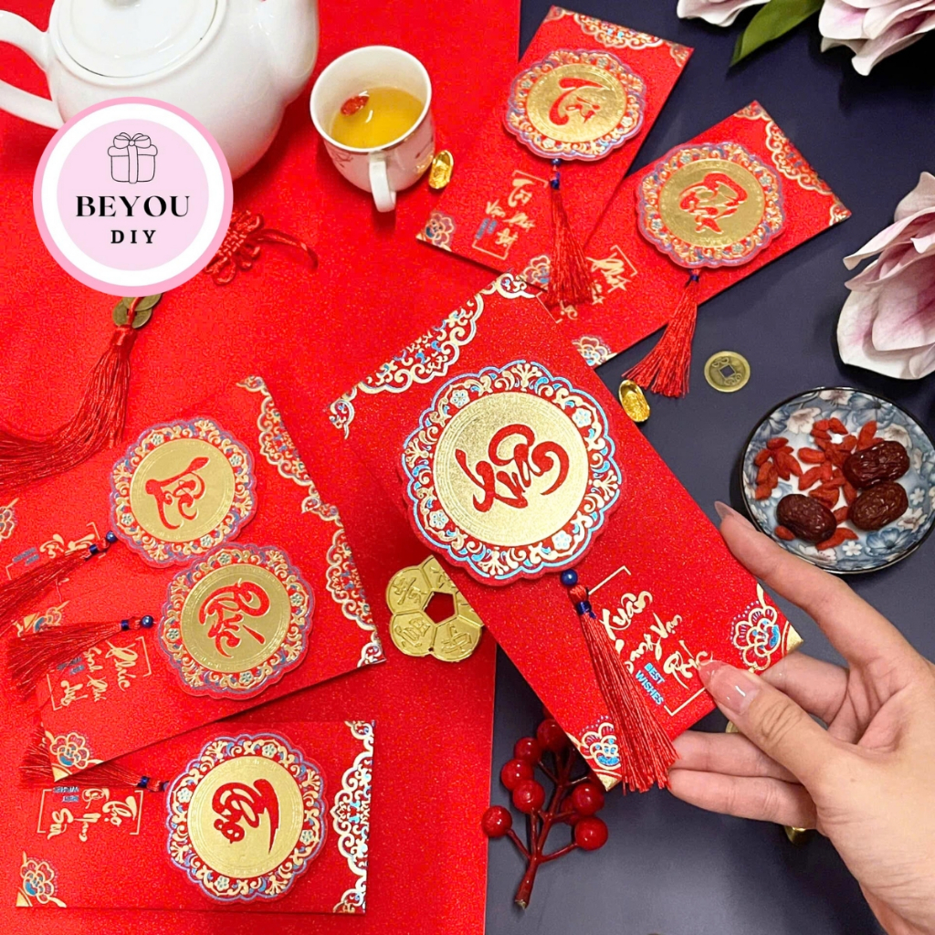 Bao Lì Xì Chúc Tết Cao Cấp 4D, Phong Bao Lì Xì Cưới Hỏi Kèm Câu Chúc