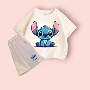 Set Bộ Cộc Tay Phù Hợp Cho Mùa Hè, Hình Gấu Xanh Đáng Yêu Dễ Mặc, Chất Vải Cotton Thoáng Mát (M 17)