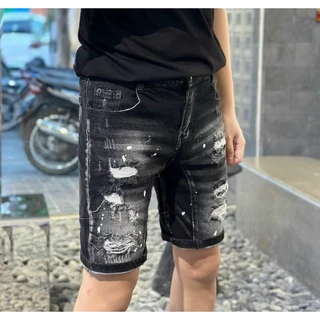 Quần short jean nam DSQ 2 đáy chẻ thân rách xước cao cấp mẫu mới trẻ trung thanh lịch