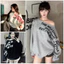 Áo Nỉ Trễ Vai In chữ The Mers 1988 . Áo Sweater Lệch Vai Dáng Rộng Thời Trang Hàn Quốc