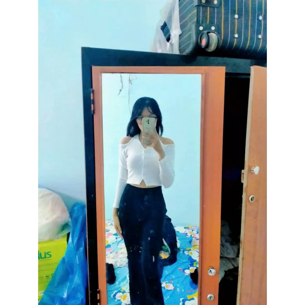 [CÓ SIZE] Áo Croptop Tay Dài RANSHI Thiết Kế Dáng Ngắn Khoét Vai Ôm Body Chất Vải Thun Gân Dày Dặn - RA071