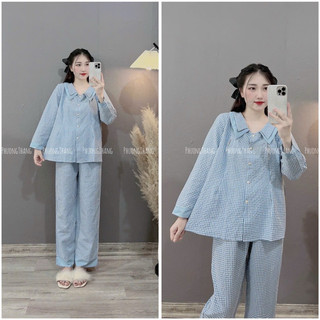 Bộ bầu - bộ sau sinh - BỘ ĐŨI THÁI KẺ  DÀI CỔ NHỌN - 4 MÀU Áo Có Khóa Kéo Hai Bên & Quần Có Chun Chỉnh