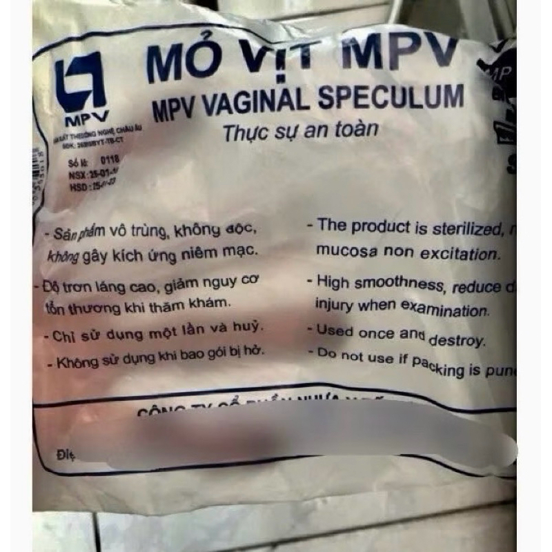 Bịch 50 cái Mỏ vịt nhựa MPV khám phụ khoa, có bán lẻ.