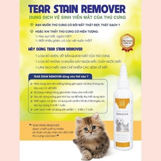 Dung dịch vệ sinh mắt chó mèo Tear Stain Remover M-pets chai 118ml loại bỏ ghèn bụi bẩn vi khuẩn