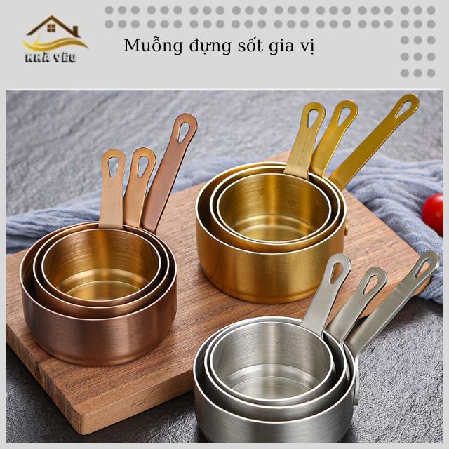 Chén đựng sốt chấm,gia vị bằng inox 304 có tay cầm nhỏ gọn, xinh xắn ...