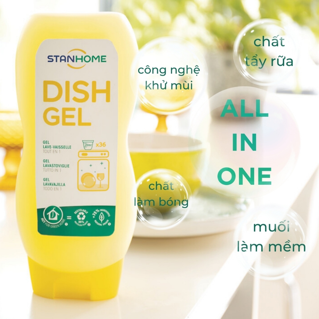 Ảnh Gel Máy Rửa Chén Đậm Đặc Chuyên Dụng all in 1 STANHOME Dish Gel Hương Trái Cây từ tự nhiên 720ML 3