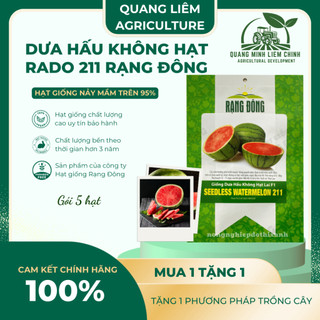 Hạt giống Dưa Hấu Không Hạt Lai F1 211 (5 hạt) trái to, ruột đỏ tươi, ngọt, trồng quanh năm