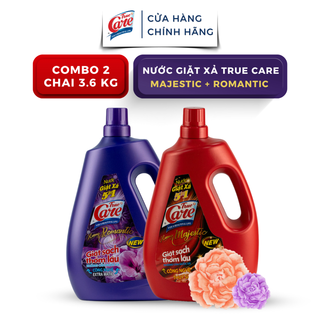 Combo 2 Chai 3.6Kg Nước Giặt Xả True Care 5in1 (Tổng 7.2kg/2Chai)