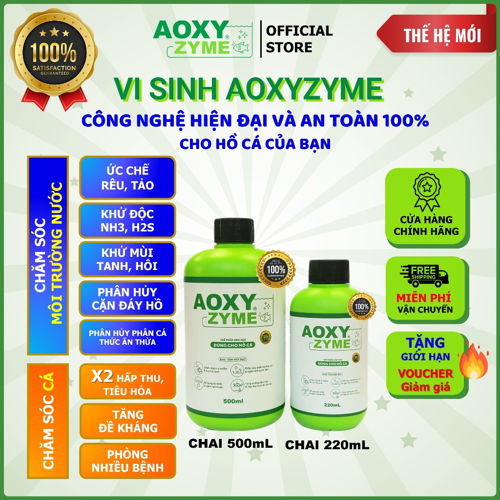 Vi sinh Aoxyzyme Ức chế rêu tảo xanh, Ổn định nước, Khử tanh, Khử độc ...