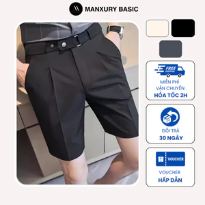 Quần short tây nam có đai chỉnh eo Sidetab chất vải tuyết mưa co giãn nhẹ không bai xù S06
