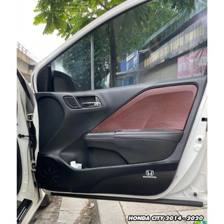 Bộ Dán Chống Xước Tapli Cửa Xe Honda City - Viền Vân Da Carbon Cao Cấp( tặng 1 bộ gương cầu lồi)