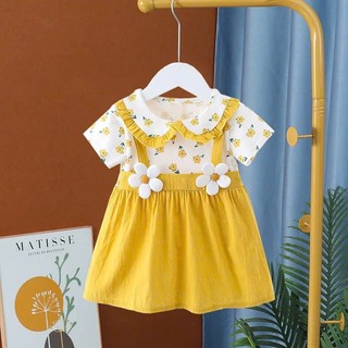 Váy bé gái mùa hè vải thun cotton mềm mát 7-11kg Đầm hoa cotton cho bé D1041 Bí Ngô Nhỏ