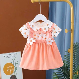 Váy bé gái mùa hè vải thun cotton mềm mát 7-11kg Đầm hoa cotton cho bé D1041 Bí Ngô Nhỏ