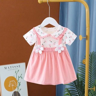 Váy bé gái mùa hè vải thun cotton mềm mát 7-11kg Đầm hoa cotton cho bé D1041 Bí Ngô Nhỏ
