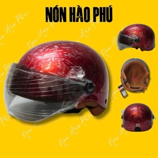 MŨ BẢO HIỂM KÍNH GẬP NHÚNG FILM FIBER CARBON CÓ KINHS LÓT NÂU XỊN, NÓN BẢO HIỂM NAM NỮ ảnh 3