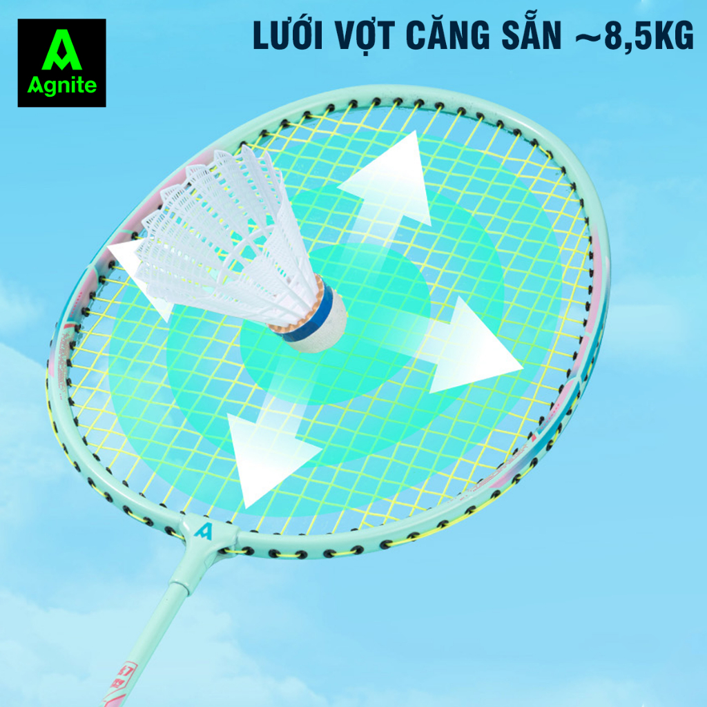 [TẶNG QUÀ] Bộ 2 Vợt Cầu Lông Chính Hãng AGNITE Căng Sẵn Màu Pastel Siêu Nhẹ Phù Hợp Mọi Lứa Tuổi