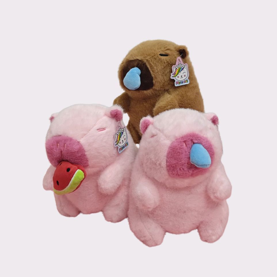 [ CAO CẤP ]Capybara mini nhỏ Gấu Bông Capybara chảy nước mũi đeo balo rùa mũ dâu tây mini hàng cao cấp có tem mác