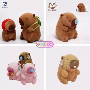 Capybara mini nhỏ Gấu Bông Capybara chảy nước mũi đeo balo rùa mũ dâu tây mini hàng cao cấp có tem mác