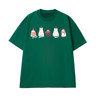 Áo Thun Mèo Giáng Sinh Dễ Thương, Áo Phông Unisex Christmas Vải Cotton 100 Thoáng Mát