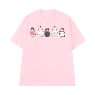 Áo Thun Mèo Giáng Sinh Dễ Thương, Áo Phông Unisex Christmas Vải Cotton 100 Thoáng Mát