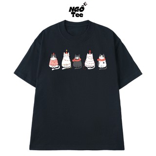 Áo Thun Mèo Giáng Sinh Dễ Thương, Áo Phông Unisex Christmas Vải Cotton 100 Thoáng Mát