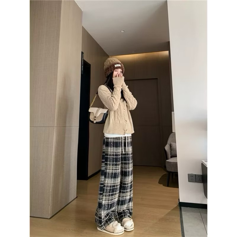 Quần dạ kẻ dày dặn hàng Loại 1