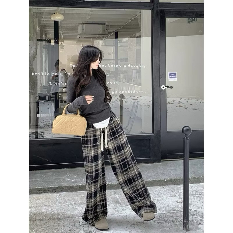 Quần dạ kẻ dày dặn hàng Loại 1