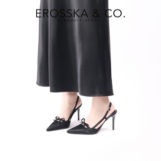 Erosska - Giày cao gót nữ mũi nhọn  phối nơ kiểu dáng thanh lịch sang trọng màu đen 10cm  - EH051