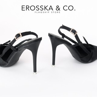 Erosska - Giày cao gót nữ mũi nhọn  phối nơ kiểu dáng thanh lịch sang trọng màu đen 10cm  - EH051