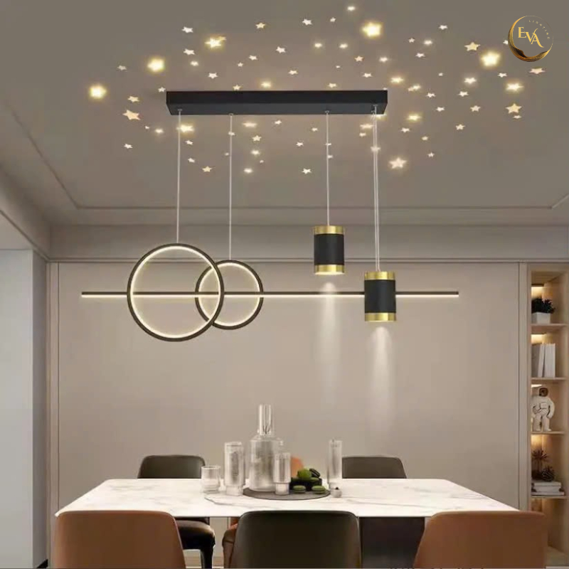 Đèn thả bàn ăn hiện đại EVA B003-GR LED 3 chế độ ánh sáng 60W*3C dài 1m bảo hành 12 tháng