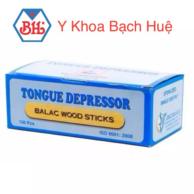 Que đè lưỡi gỗ hộp 100 que.Dụng cụ đè lưỡi gỗ Lạc Việt thớ gỗ đồng đều, mịn chỉ sử dụng 1 lần