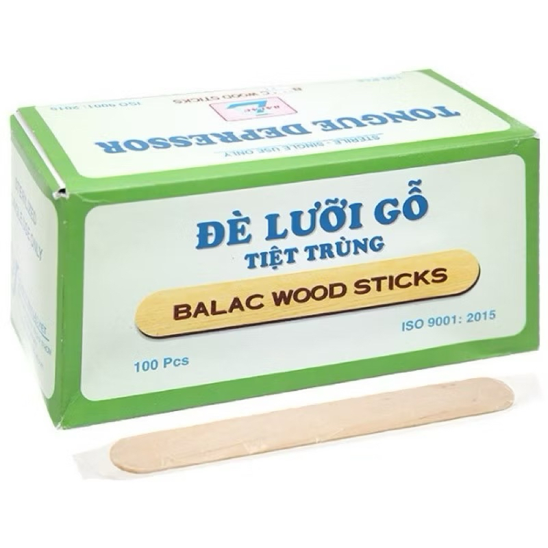 Que Đè Lưỡi Gỗ Tiệt Trùng. Hộp 100 cây( Lạc Việt)