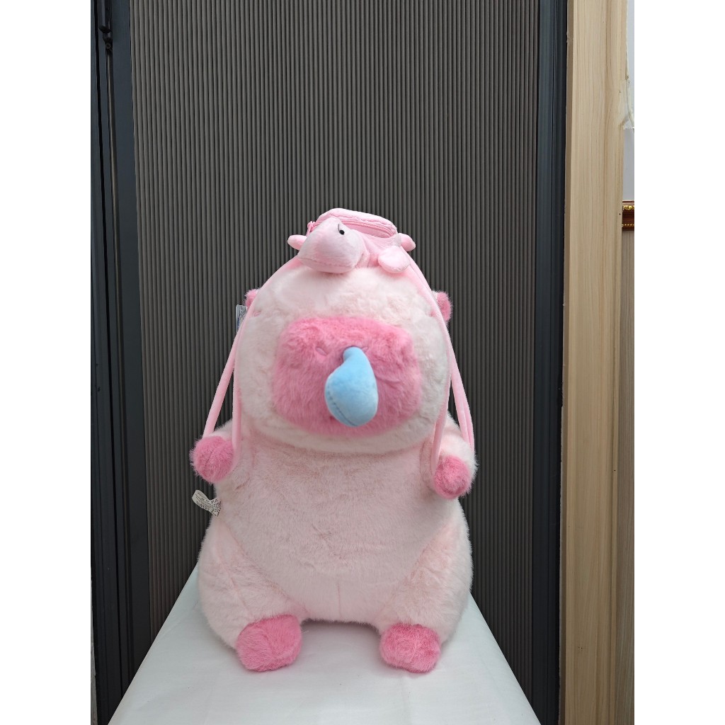 Capybara Hồng Chảy Nước Mũi Tặng Kèm Balo Rùa Gấu Bông Capybara Chảy Nước Mũi Hồng Capyabra Hồng Đeo Balo Rùa