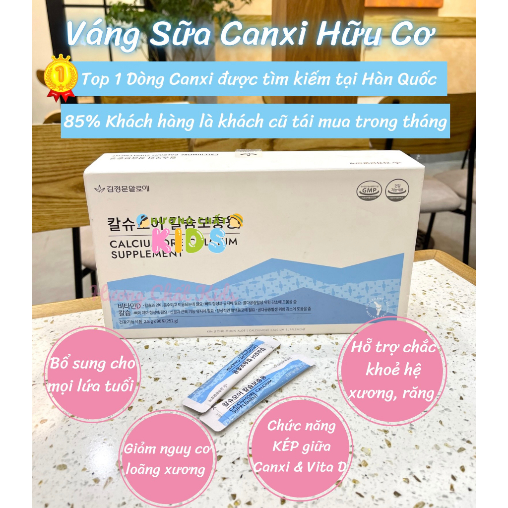 Váng Sữa Canxi Hữu Cơ 30 Gói CALCIUMORE CALCIUM SUPPLEMENT Hàn Quốc Xương Phát Triển, Bé Cao Tối Đa