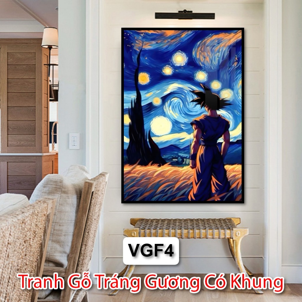 Tranh Van Gogh Siêu Anh Hùng Nổi Tiếng - Tranh Gỗ Tráng Gương Có Khung - Decor Phòng Khách