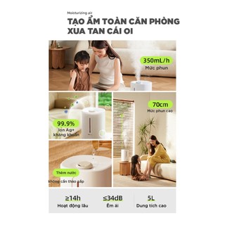 Máy phun sương 5L Bear SB-TA50M, Tạo Ẩm Làm Mát Không Khí, Bộ Lọc Ion Bạc Kháng Khuẩn,BH 18 Tháng