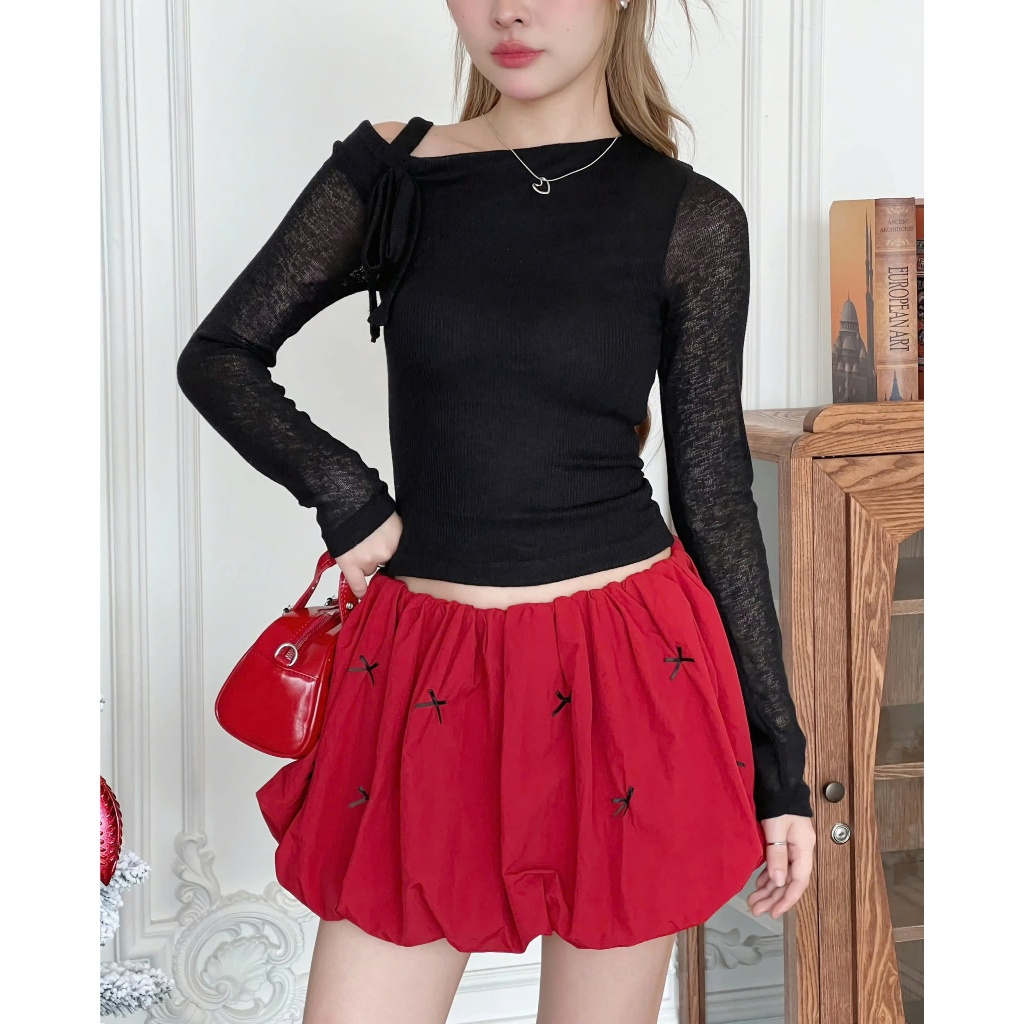 Chân váy dáng quả bí phồng đính nơ xinh xắn | WOODY SKIRT | SECODEE ...