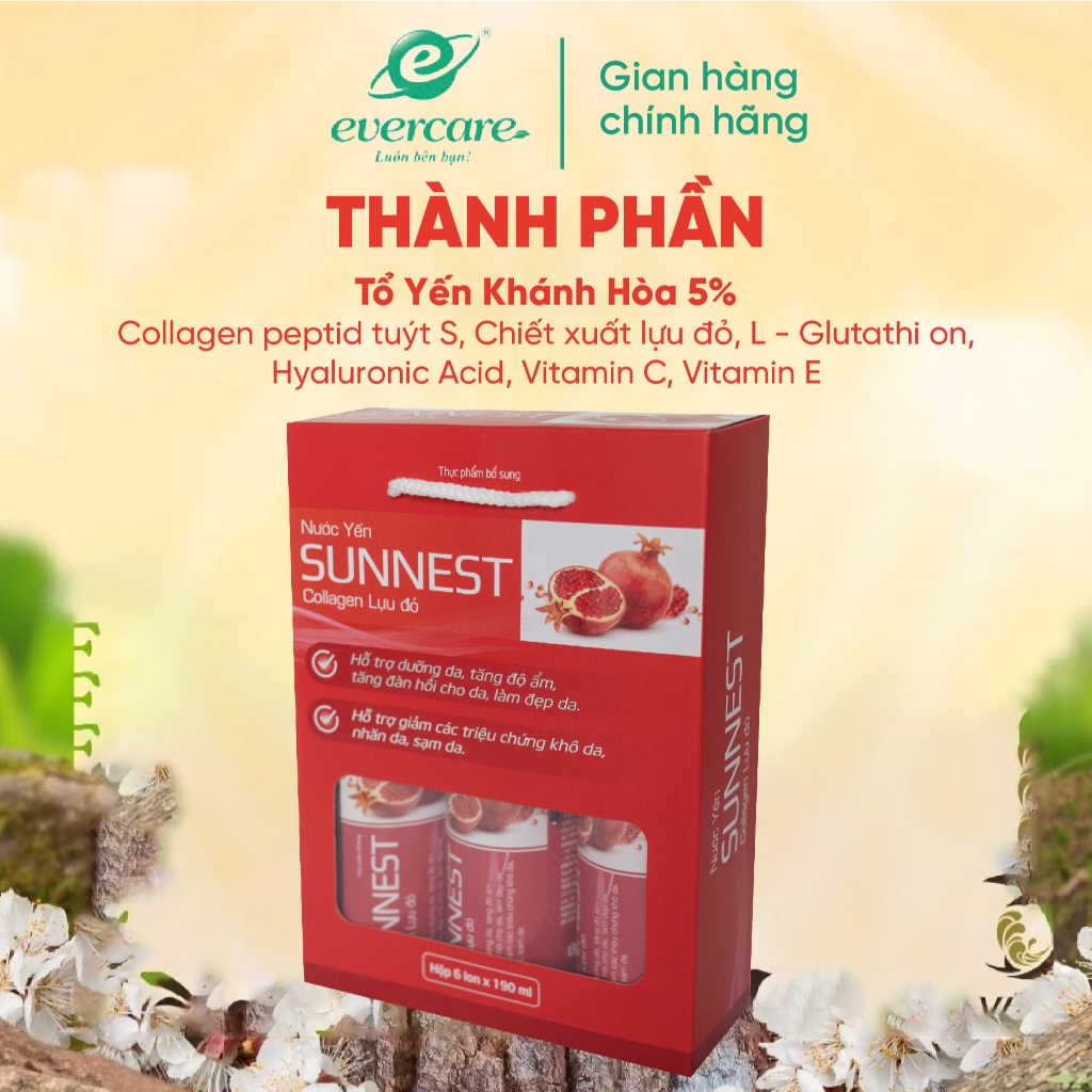 NƯỚC YẾN SUNNEST COLLAGEN - LỰU ĐỎ - x 190ml bồi bổ cơ thể, nâng cao ...