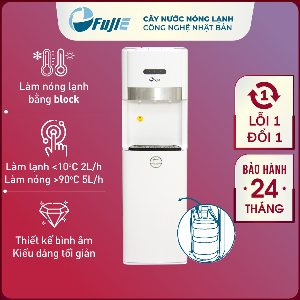 Cây nước nóng lạnh WD6500C làm lạnh sâu bằng máy nén (Block), bầu đun nước nóng inox an toàn sức khỏe