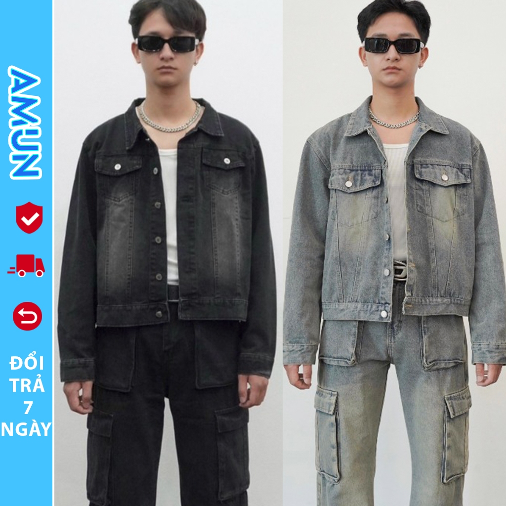 Áo Khoác Jean Bò Denim Jacket nam nữ form Boxy Unisex Avocado wash màu ...