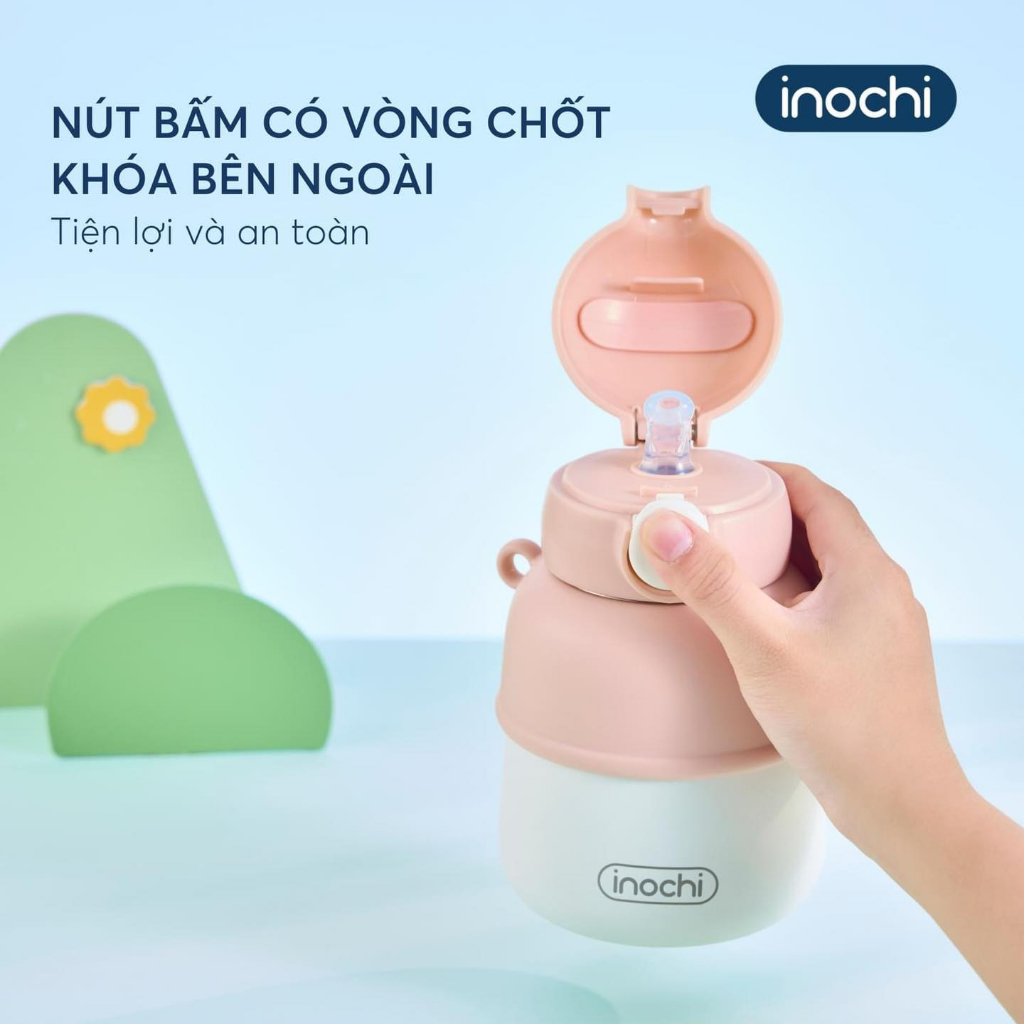 Bình giữ nhiệt inox cao cấp có ống hút và dây đeo tiện lợi cho bé Fuji Bear INOCHI, dung tích 560ml