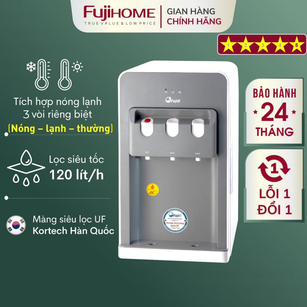 Máy lọc nước tích hợp làm nóng lạnh cao cấp FujiHome WP507C, công nghệ , không nước thải tiết kiệm nước