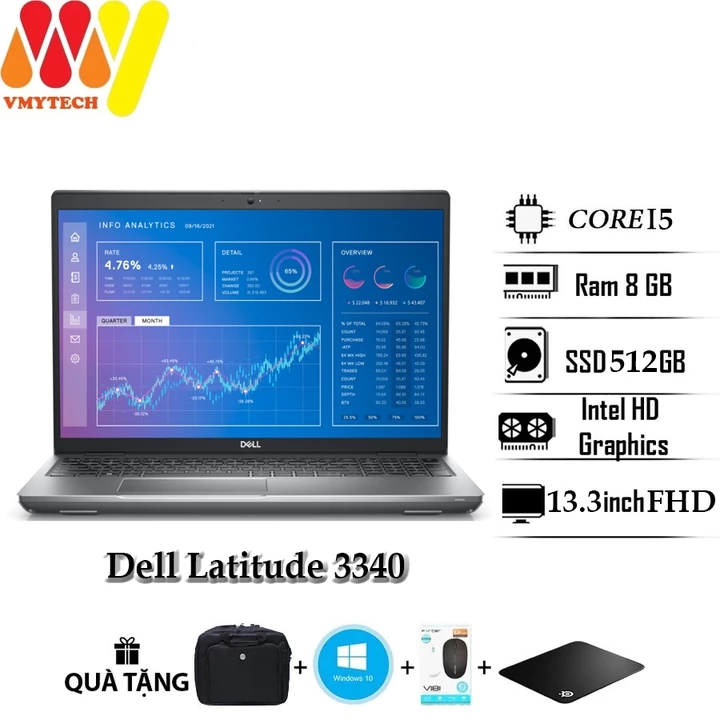 Dell Latitude 3340, Dell E3340 Core i5-1335U, Ram 8GB, SSD 512GB, Màn 13.3inch FHD, laptop cao cấp